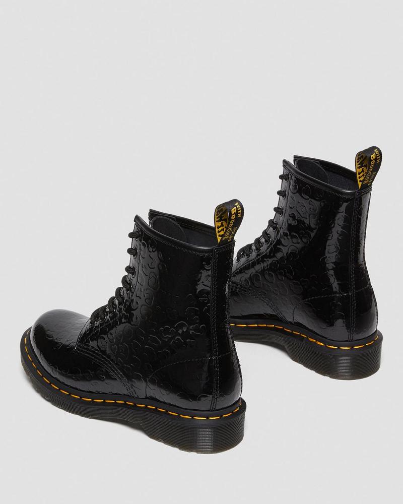 Women's Dr Martens 1460 Leopard Emboss Patent Leather Ankle Boots Black / Leopard | AU 13MQZ